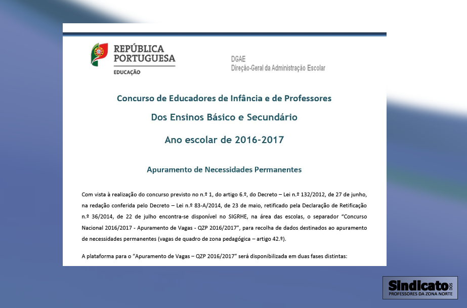 Nota Informativa - DGAE - Concurso - Apuramento de Necessidades Permanentes