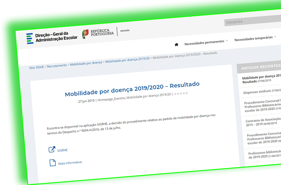 Mobilidade por doença 2019/2020 – Resultado