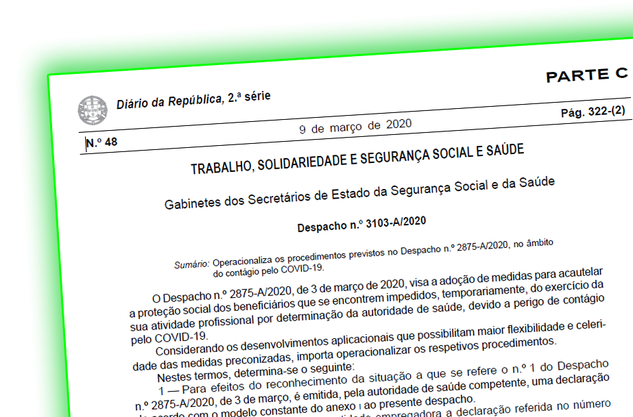 COVID-19 declaração para efeitos de isolamento profilático