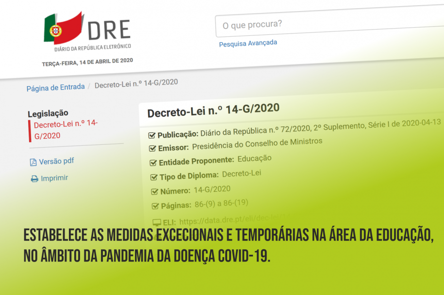 Medidas excecionais e temporárias na área da educação, no âmbito da pandemia da doença COVID-19