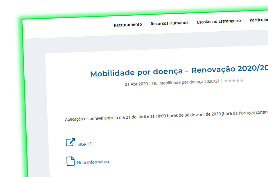 Mobilidade por doença – Renovação 2020/2021