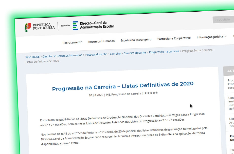 Progressão na Carreira – Listas Definitivas de 2020