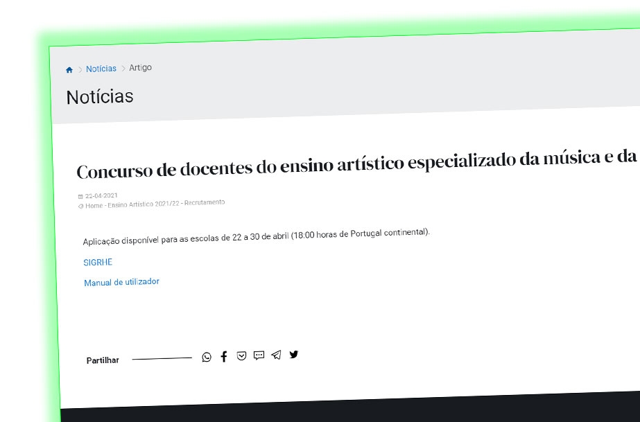 Concurso de docentes do ensino artístico especializado da música e da dança