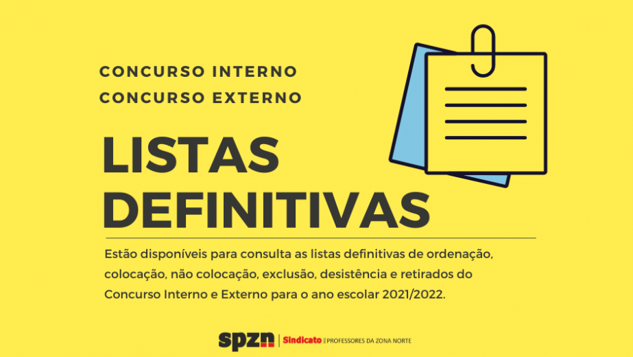 LISTAS DEFINITIVAS - Concurso Interno e Externo