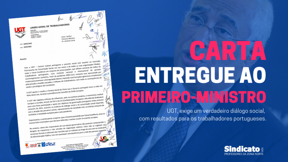 UGT entrega carta com reivindicações ao Primeiro-ministro