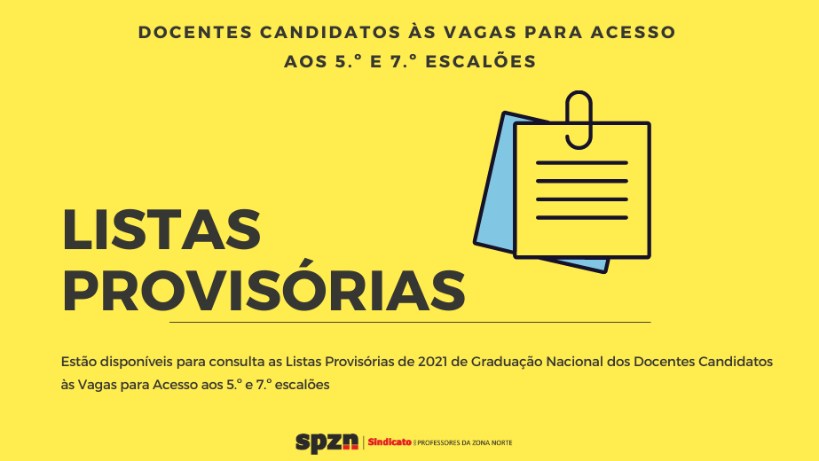 Progressão na Carreira - Listas Provisórias - Acesso aos 5.º e 7.º escalões